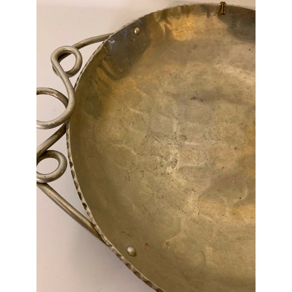 Vintage 9 1/2" Buenilum Hammered Aluminum Round‎ Tray Platter - Picture 3 of 7